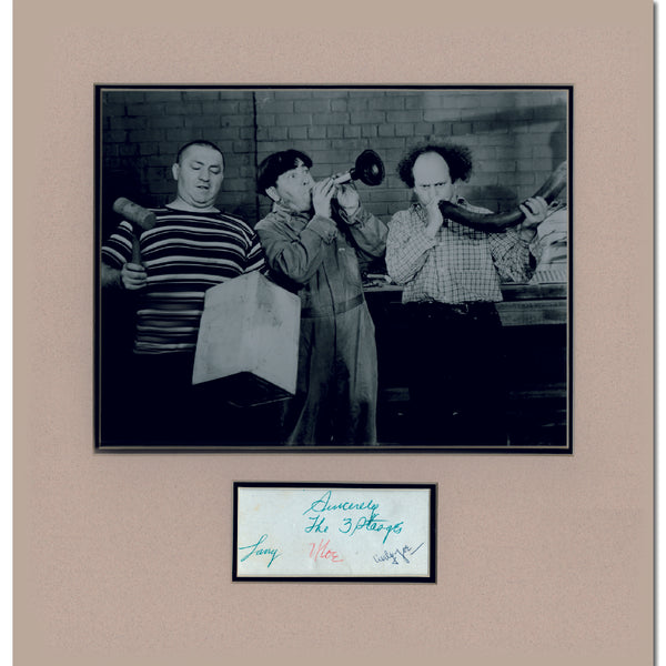 The Three Stooges -  Black and White Photograph with Signatures - Framed