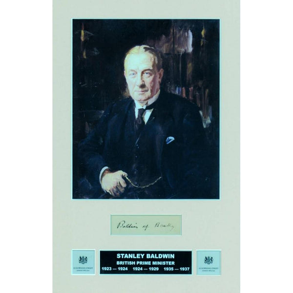 Stanley Baldwin Signature  Mounted with a Colour Portrait - Framed