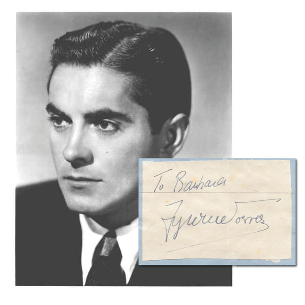 Tyrone Power -  Autograph - Signature Mounted with Black & White Photograph