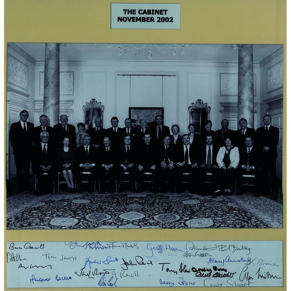 Labour Cabinet 2002- Signatures - Signed Black and White Photograph - Framed