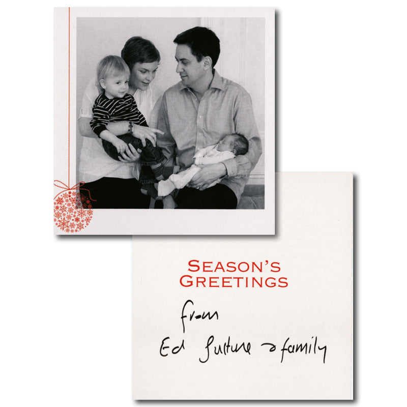 Ed and Justine Miliband Signed Christmas Card