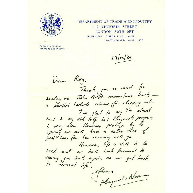 Norman Tebbit Signature - Signed Handrwritten Note - 1984