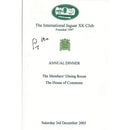 Stirling Moss Signed Programme From Annual Dinner Event for Jaguar XK Club