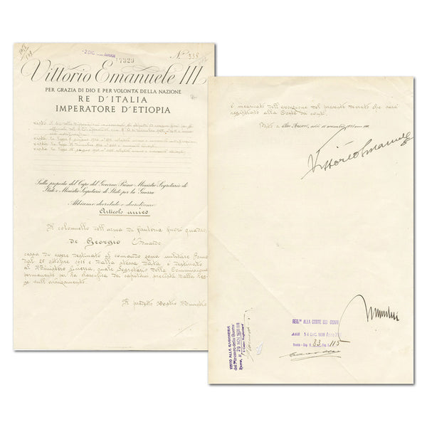 Mussolini & Victor Emmanuel III Signature