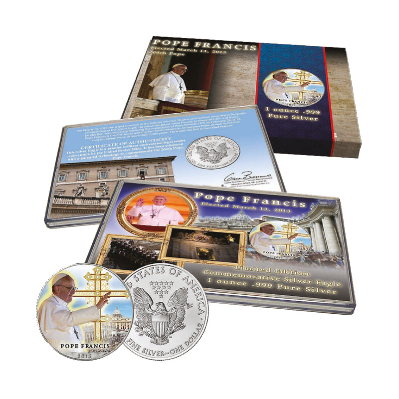 Pope Francis Commemorative Colourised Silver Eagle US Dollar USC45