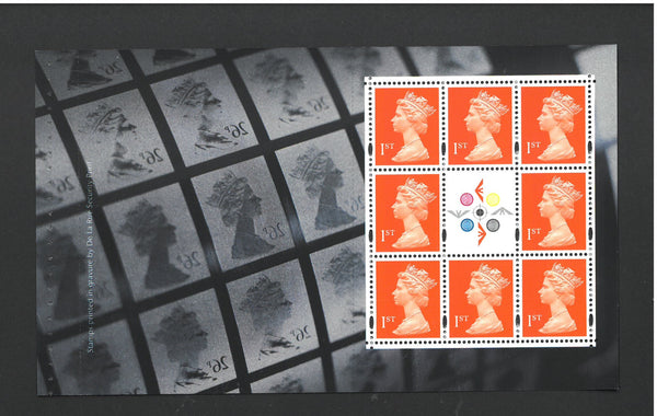 S.G.1666n 1999 1st Class Booklet Pane. Misplaced Phosphor Bands V1666C