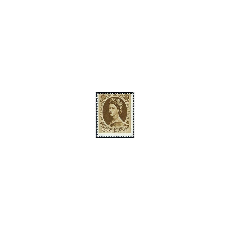 S.G.584 variety 1958 1/-Bistre-brown perforation misplacement, top perfs cut design. Fine u/m V584