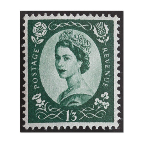S.G.618 variety 1960-67 1/3d Green - Misplaced Phosphor Bands