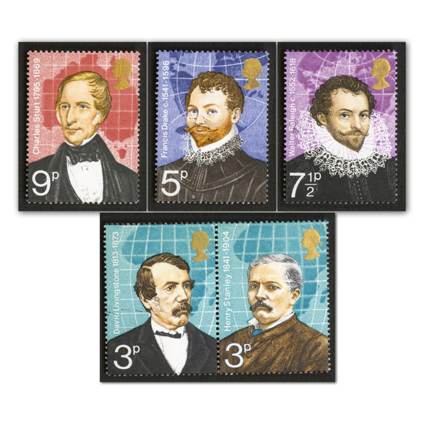 GB 1973 Explorers.  Missing phos. SG.922-927