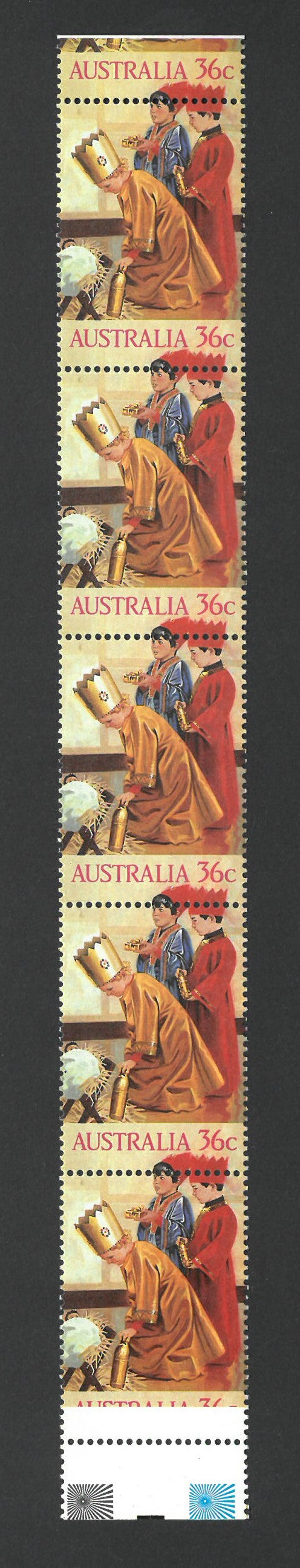 Australia 1986 36c Christmas Wise Men Major Misplacements of Horiz Perfs SG1041 VAUS1041