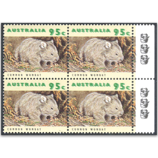 AUS 1992-98 Wildlife 95c Wombat, Trip green/ Dbl black VAUS1369