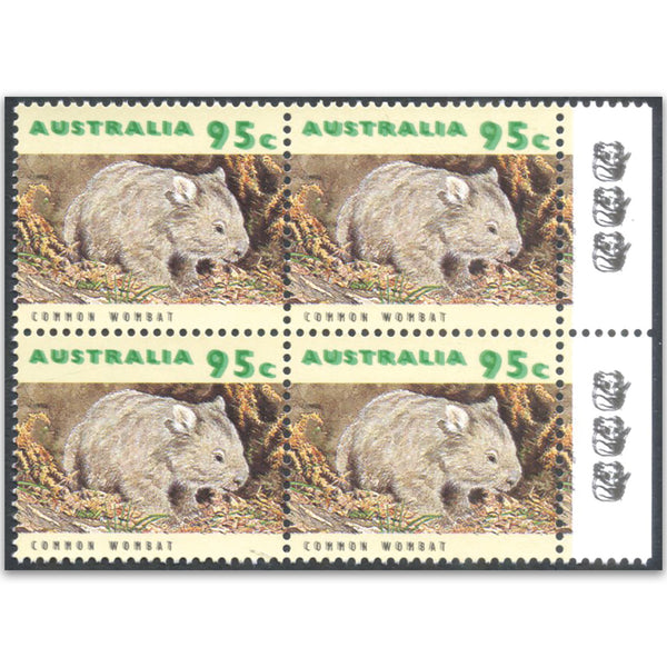 AUS 1992-98 Wildlife 95c Wombat, Trip green/ Dbl black VAUS1369