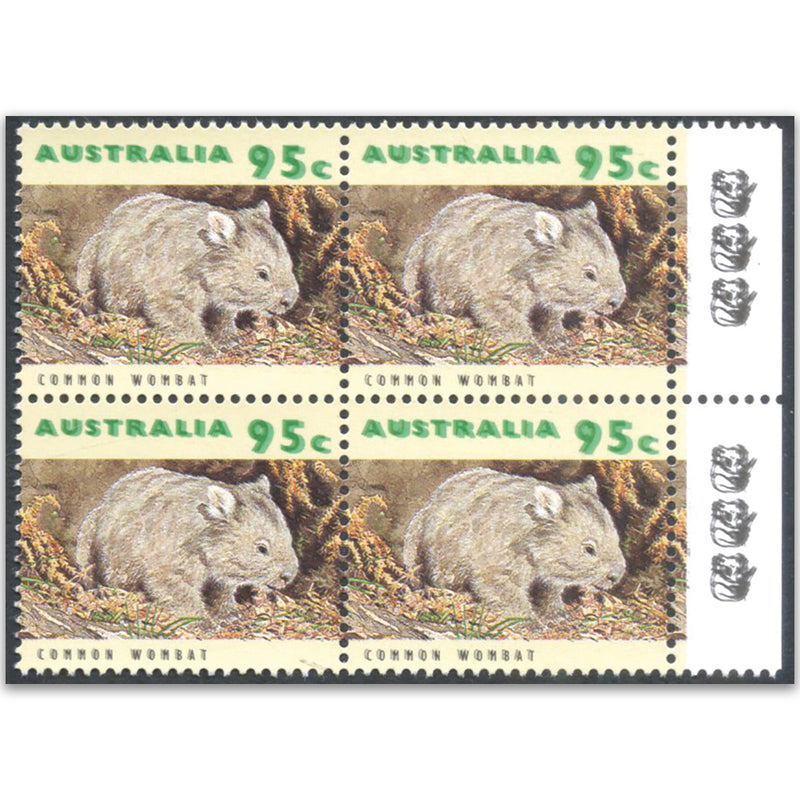AUS 1992-98 Wildlife 95c Wombat, Trip green/ Dbl black VAUS1369