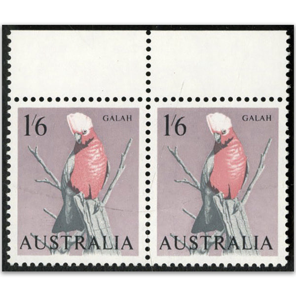 Australia 1964-65 Galah HORIZ SCRATCH OVER ALI. Fine u/m  marginal pair SG365v1 VAUS365V1