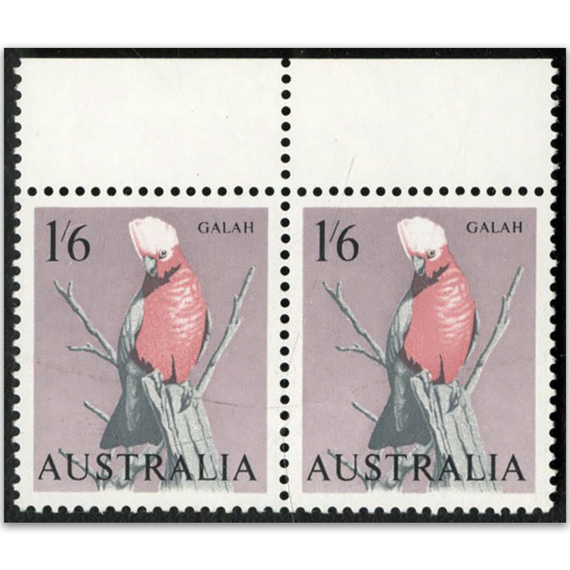Australia 1964-65 Galah HORIZ SCRATCH OVER ALI. Fine u/m  marginal pair SG365v1 VAUS365V1