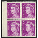 Australia 1966-73 7c purple (blk of 4), Imperf at left VAUS388A