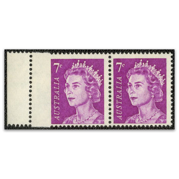 Australia 1966-73 7c Purple, Imperf at left