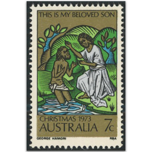 AUS 1973 7c Christmas, Printed on the gum side