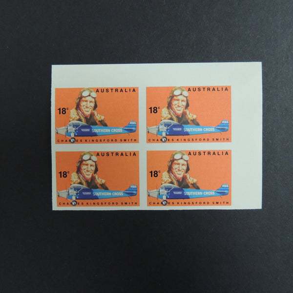 Australia 1978 18c Kingsford Smith, Imperforate blk of 4 VAUS660