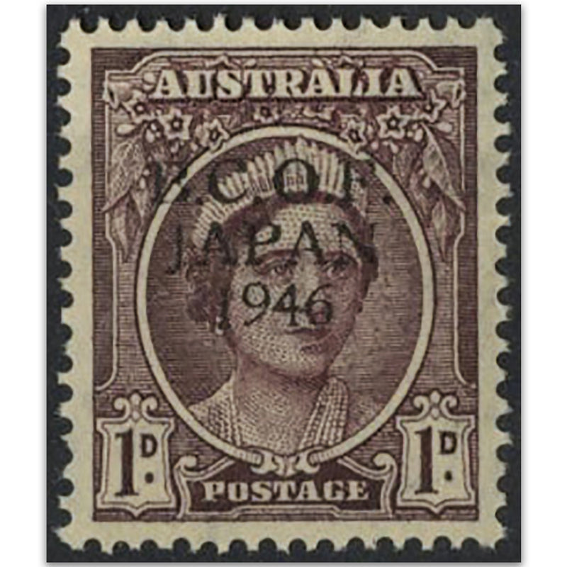 Austrialia 1946 1d Brown Purple - B.C.O.F  JAPAN 1946 Overprint from Proof sheet SGJ2 VAUSJ2