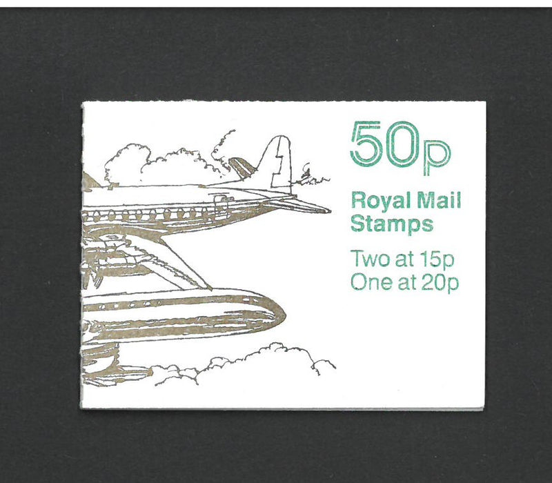 1990 Aircraft Series 50p/Penny Black booklet Phosphor band shifted to right SG FB56 booklet variety VBFB56A
