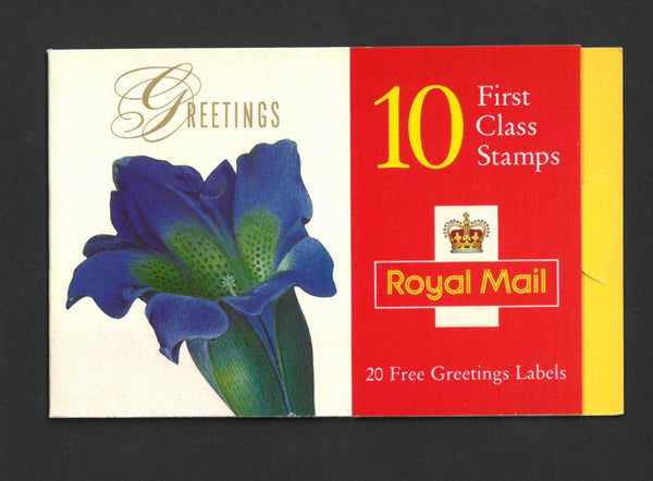 GB 1997 £2.60 Flowers Greetings booklet, wide phosphor band at left on 1 stamp SG KX9 booklet VBKX9
