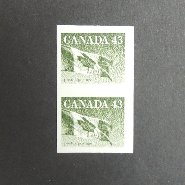 Canada 1992 43c Coil stamp, Imperforate vertical pair VCAN1362