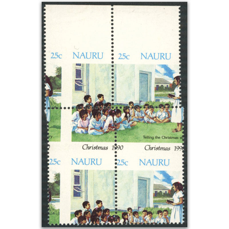 Nauru 1990 25c Christmas major perf misplacement fine u/m