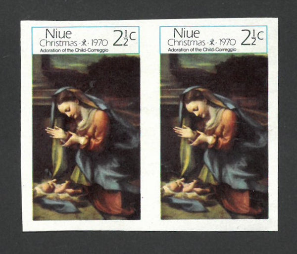 Niue 1970 2 1/2c Christmas Imperforate Plate Proof in Issued Colour SG154 VNIU154