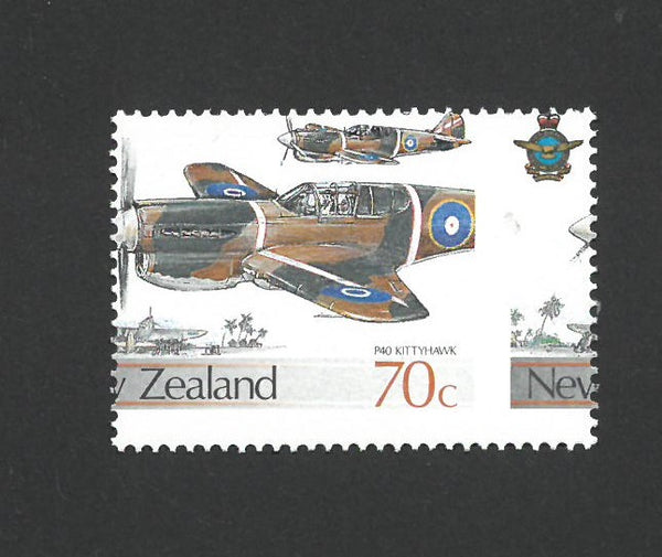 NZ 1987 70c P40 Kittyhawk, Vertical perfs misplaced VNZ1424