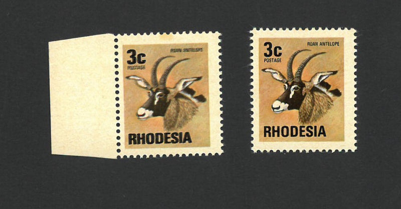 Rhodesia 1974 3c Roan Antelope. BlackPrinting Double SG491 VRH491