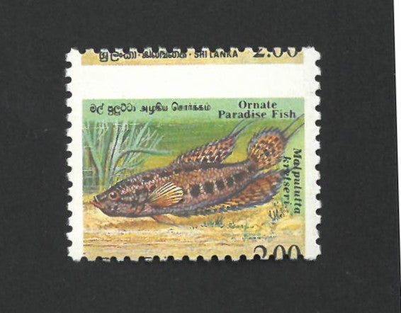 Sri Lanka 1990 Endemic Fish 2r Upwards Horizontal Perf Shift SG1134 VSLK1134