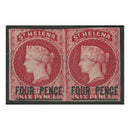 St Helena 1863 4d Carmine imperforate m/m pair VSTH05
