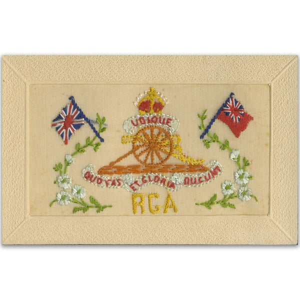 WWI Royal Garrison Artillery Silk Postcard