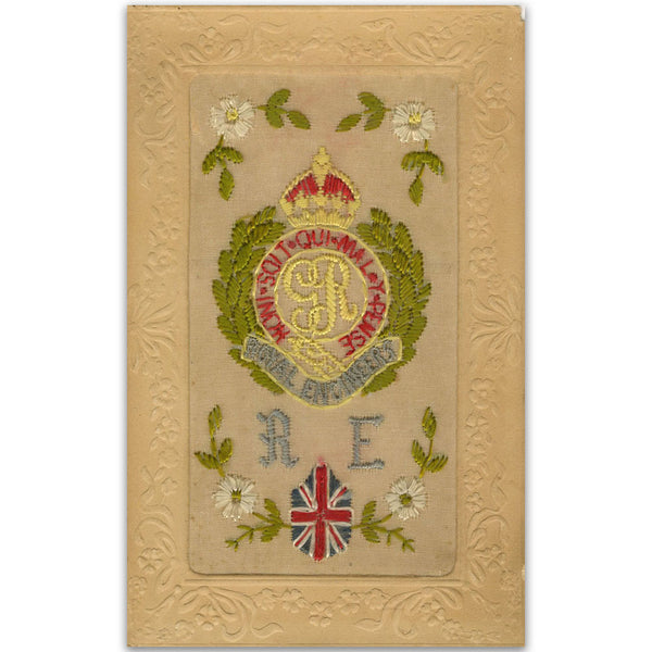 WWI Royal Engineers Embroidered Postcard