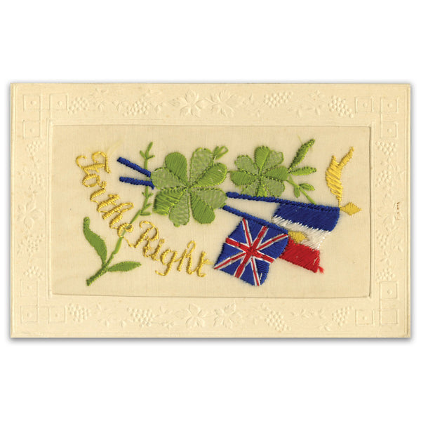 WWI Embroidered Postcard - For the Right