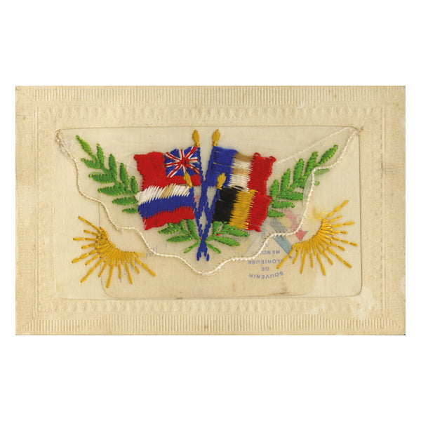 WWI Embroidered Flags Postcard (flap)