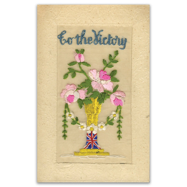WWI Embroidered Postcard - To The Victory