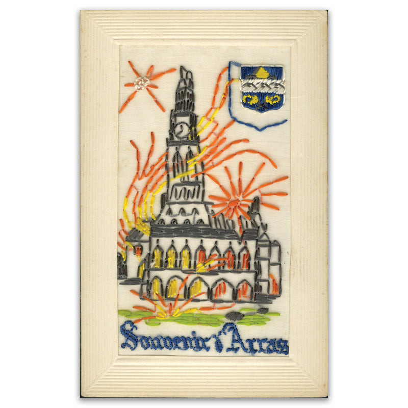 WWI Embroidered Postcard - Souvenir d' Arras