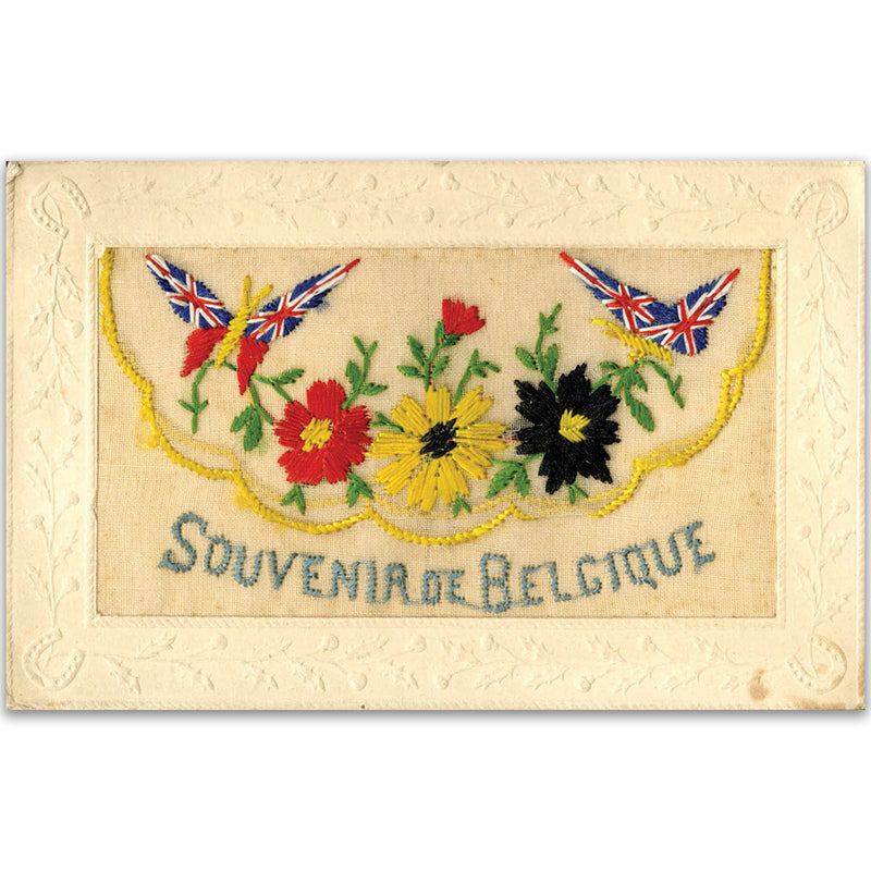 WWI Embroidered Souvenir Belgique Flap Postcard (various designs)