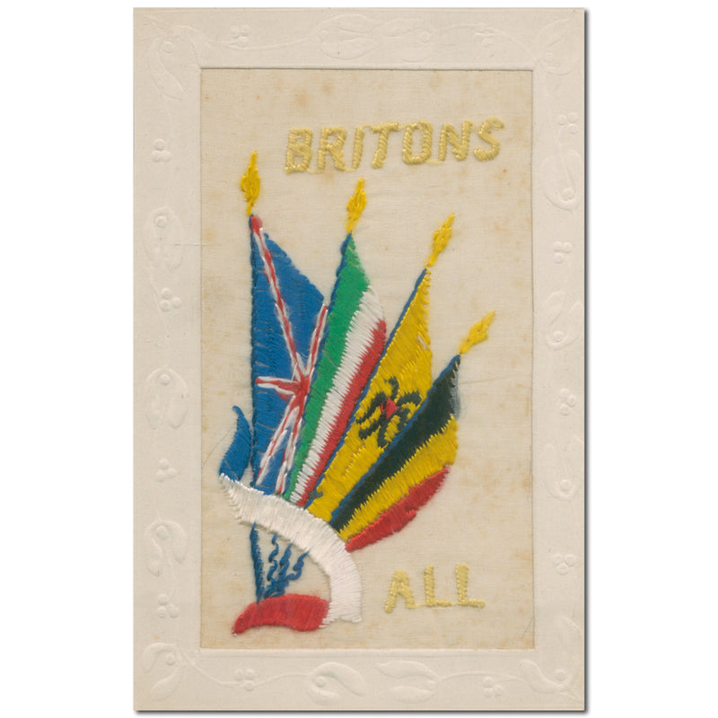 WWI Embroidered Postcard - Britons All