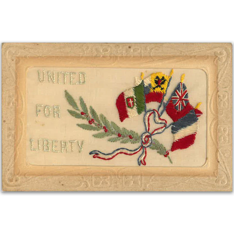 WWI Embroidered Postcard - United for Liberty WWIP008W