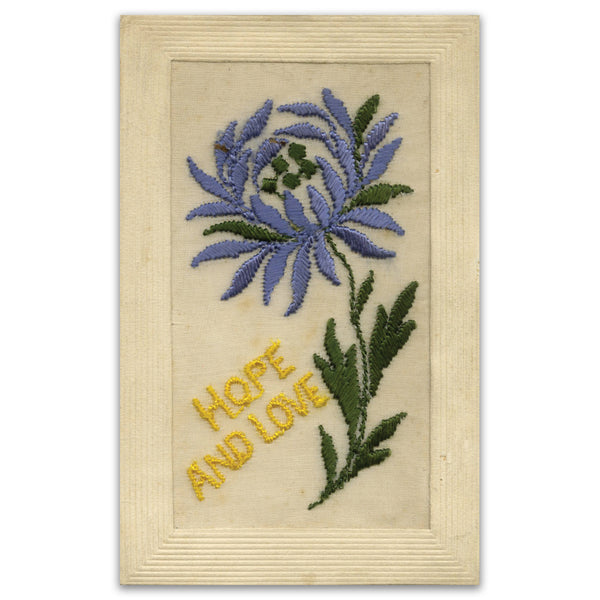 WWI Embroidered Postcard - Hope & Love