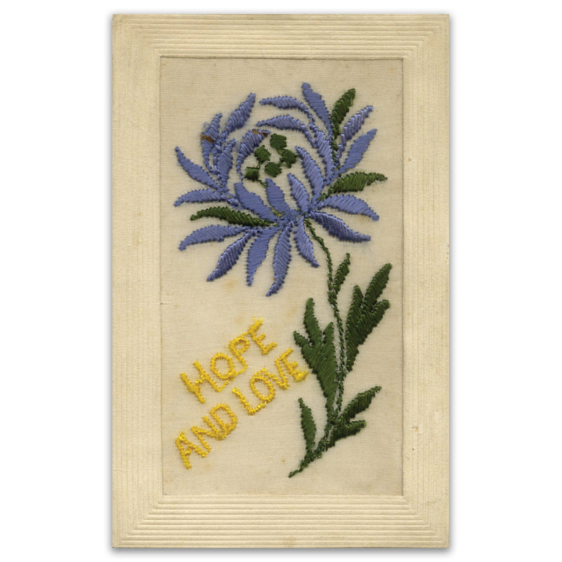 WWI Embroidered Postcard - Hope & Love