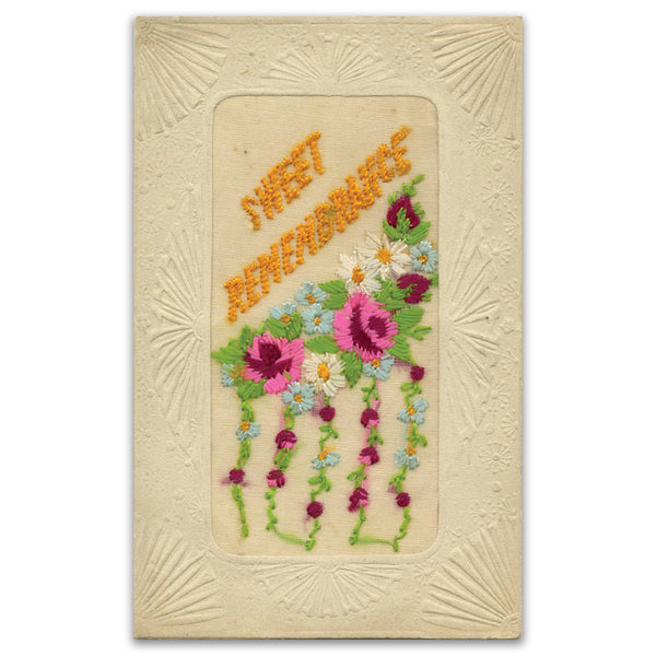 WWI Embroidered Postcard - Remembrance