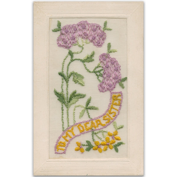 WWI embroidered Dear sister postcard