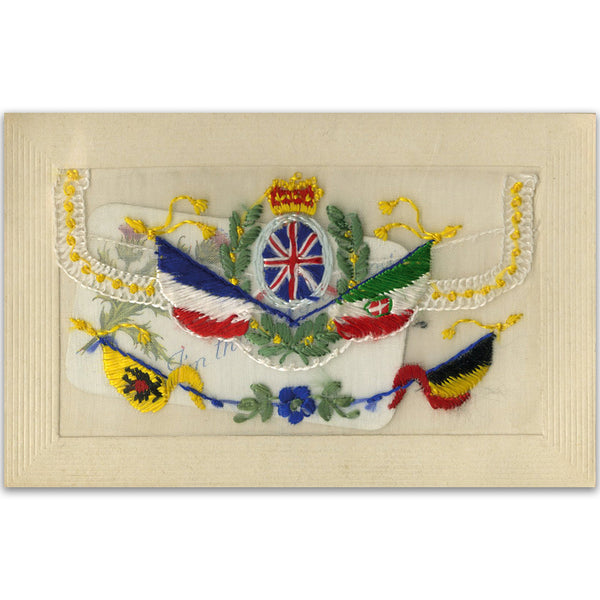 WWI Embroidered Patriotic Flap Postcard (various)