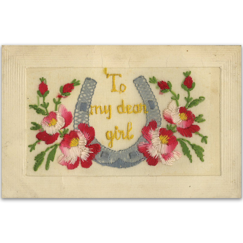 WWI embroidered Dear Girl Postcard