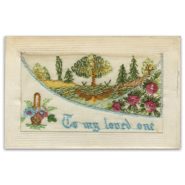WWI Embroidered Postcard - Loved One