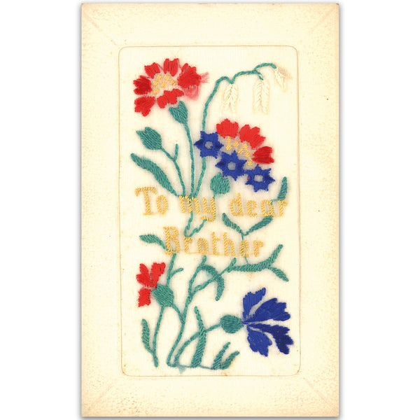WWI Embroidered Brother Postcard